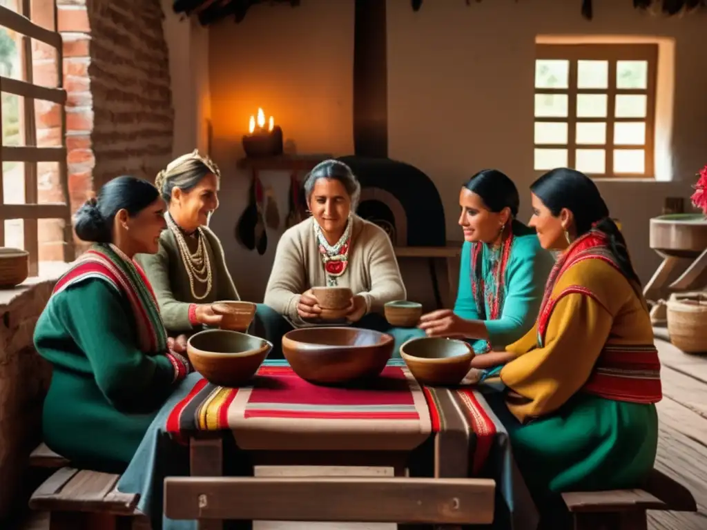Tradición del mate en el Río Plata - Ceremonia de mate con amigos y familia en una acogedora habitación rústica