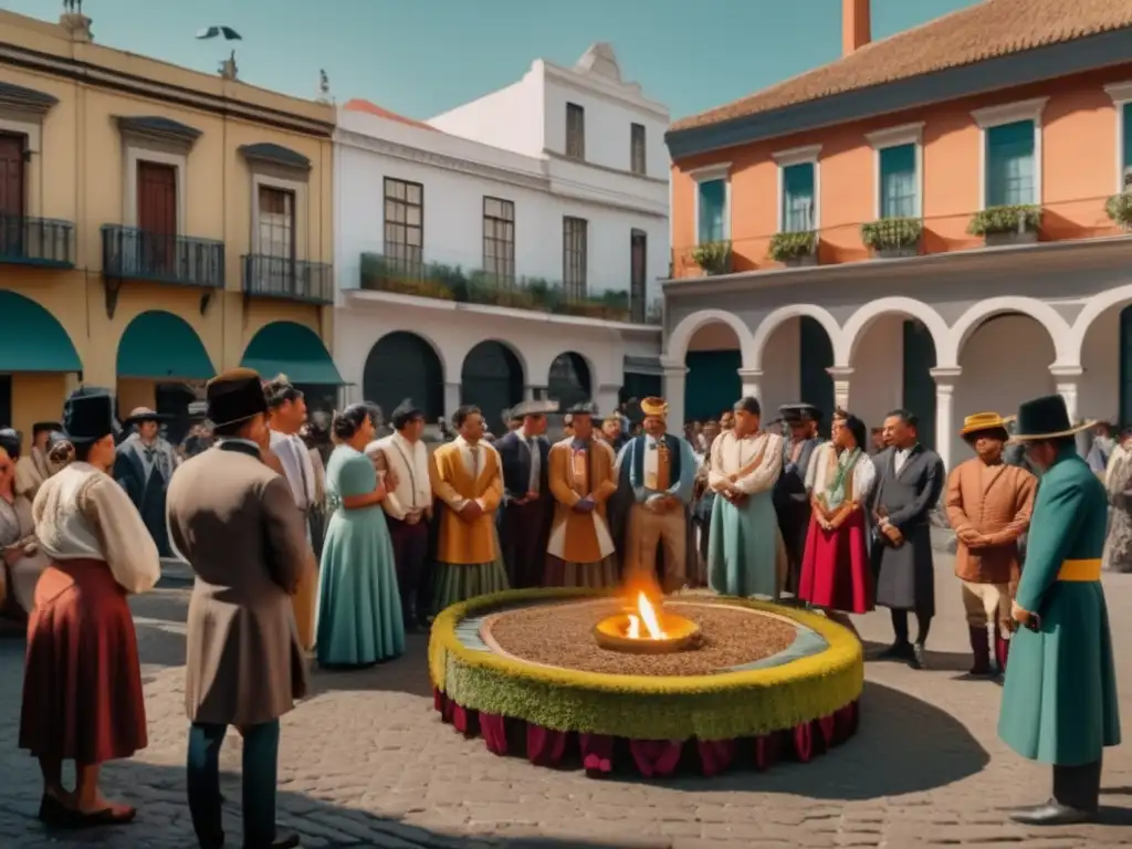 Tradición del mate en el Río de la Plata: ceremonia de mate en Buenos Aires con icónicos paisajes y vestimenta tradicional