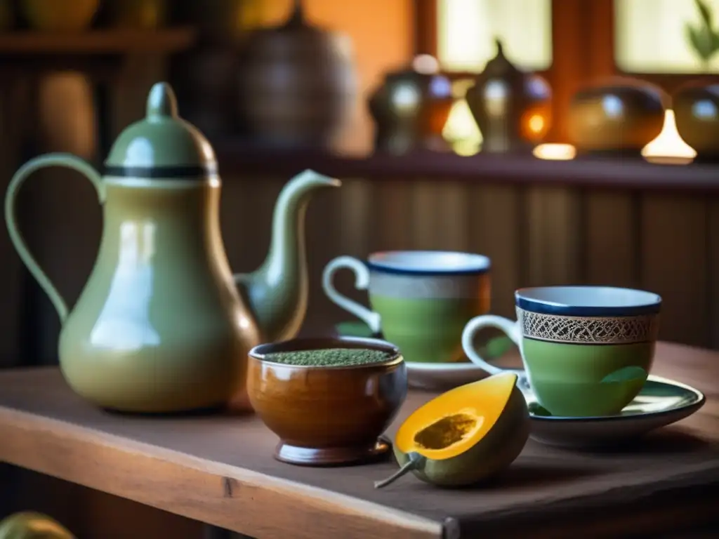 Tradición del mate en el Río de la Plata, escena acogedora en un café vintage