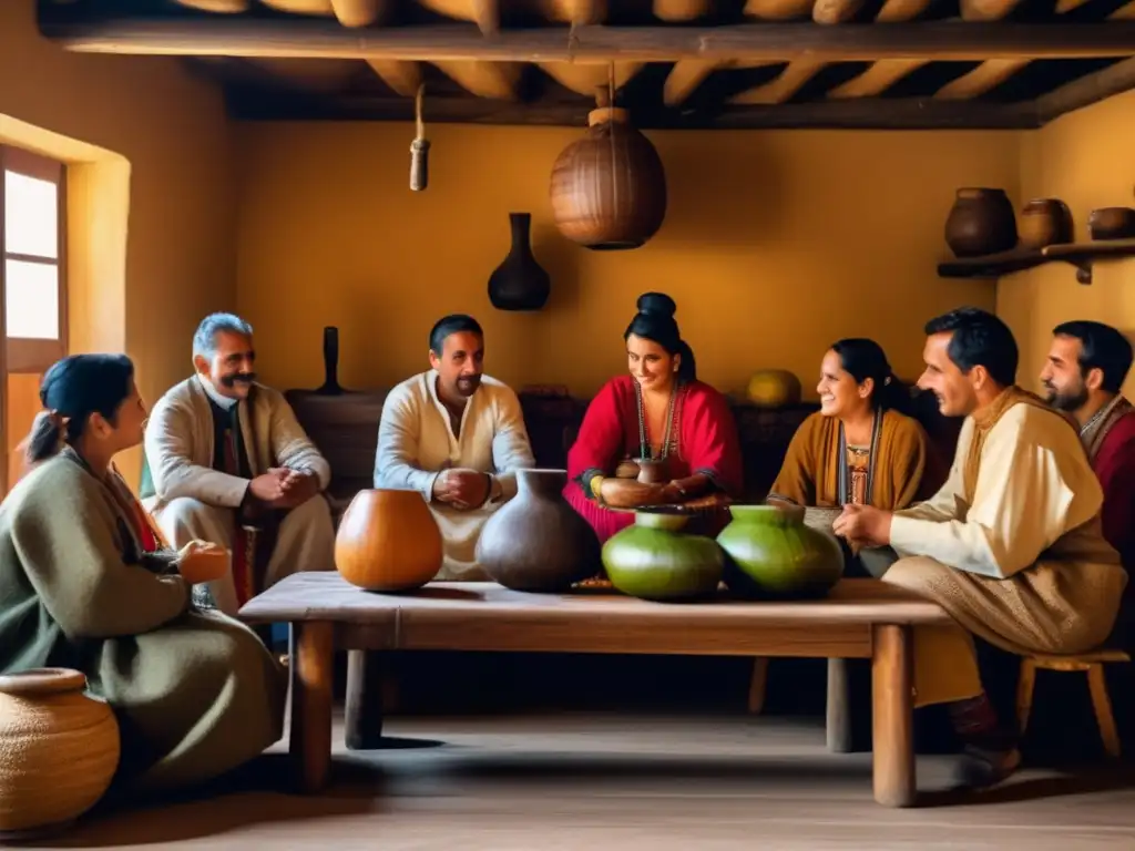 Tradición del mate en la región rioplatense: amigos disfrutan de la ceremonia del mate en un ambiente cálido y acogedor