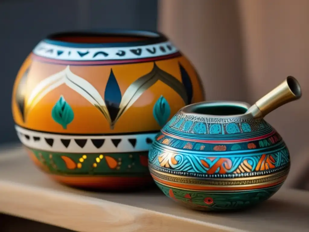 Mate rioplatense con bombilla: Origen histórico y belleza de un set vintage de mate de cerámica, con diseños pintados a mano y detalles únicos