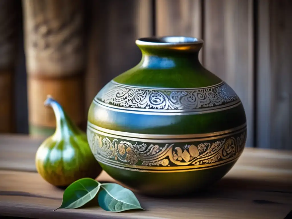 Mate gourd with intricate silver trimmings, evoking rioplatense tradition and Nanotecnología en conservación del mate