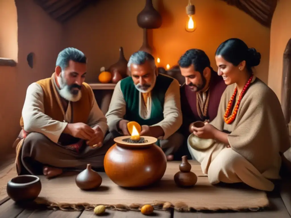 Mate: Tradición en la región rioplatense - Conversación, alegría y ritual en una acogedora habitación con mates y ropa tradicional