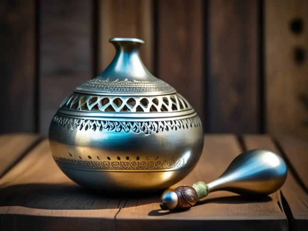 Mate: tradición rioplatense y gastronomía - Mate gourd, bombilla y yerba mate en una imagen detallada y nostálgica