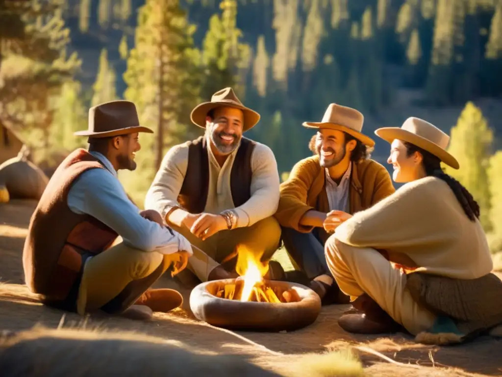 Tradición del mate en las sierras: amigos disfrutando de un círculo de mate en un entorno sereno y cálido