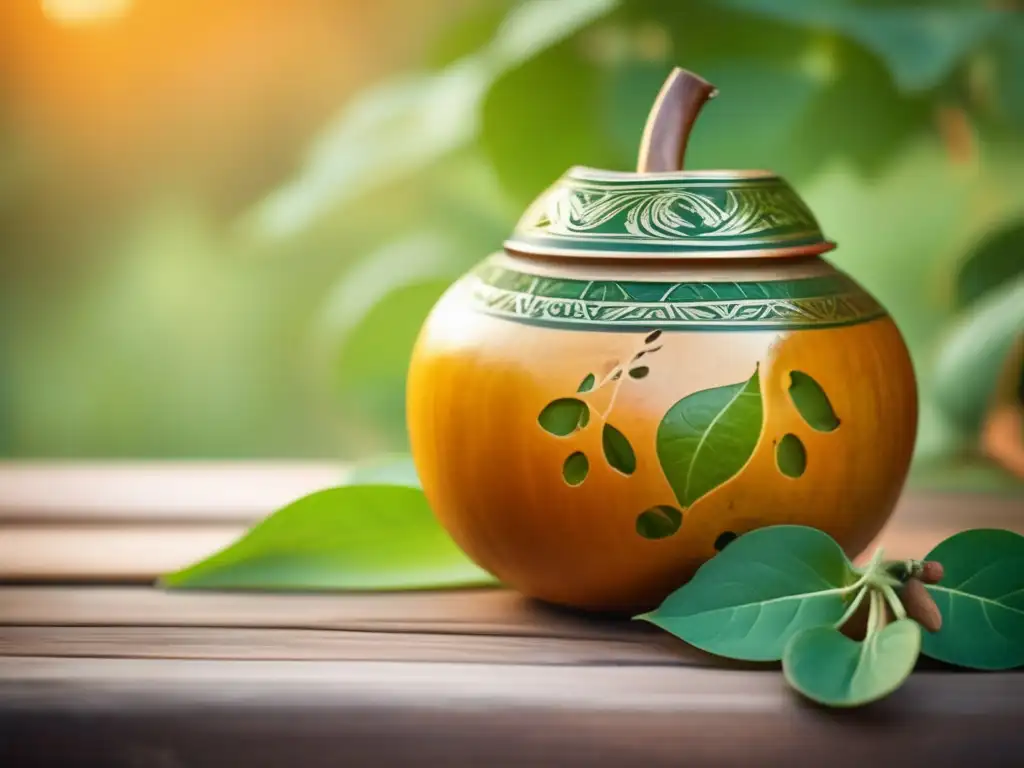 Mate tradicional con adornos intricados, reflejando calidez y tradición