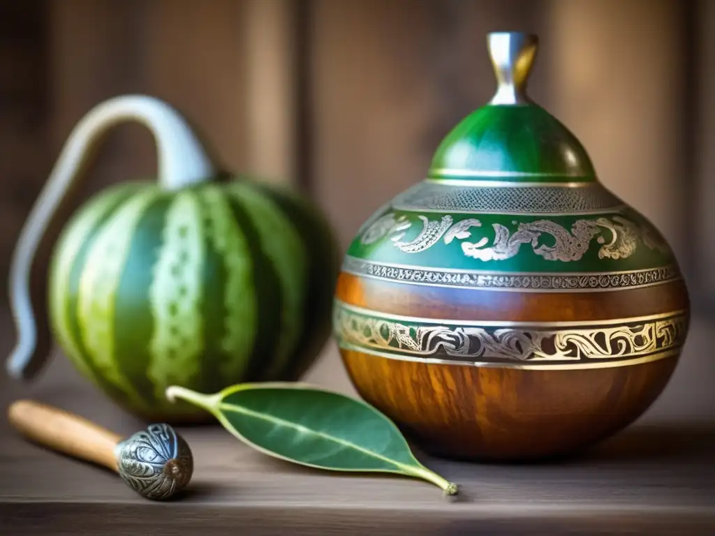 Mate tradicional y bombilla envejecidos