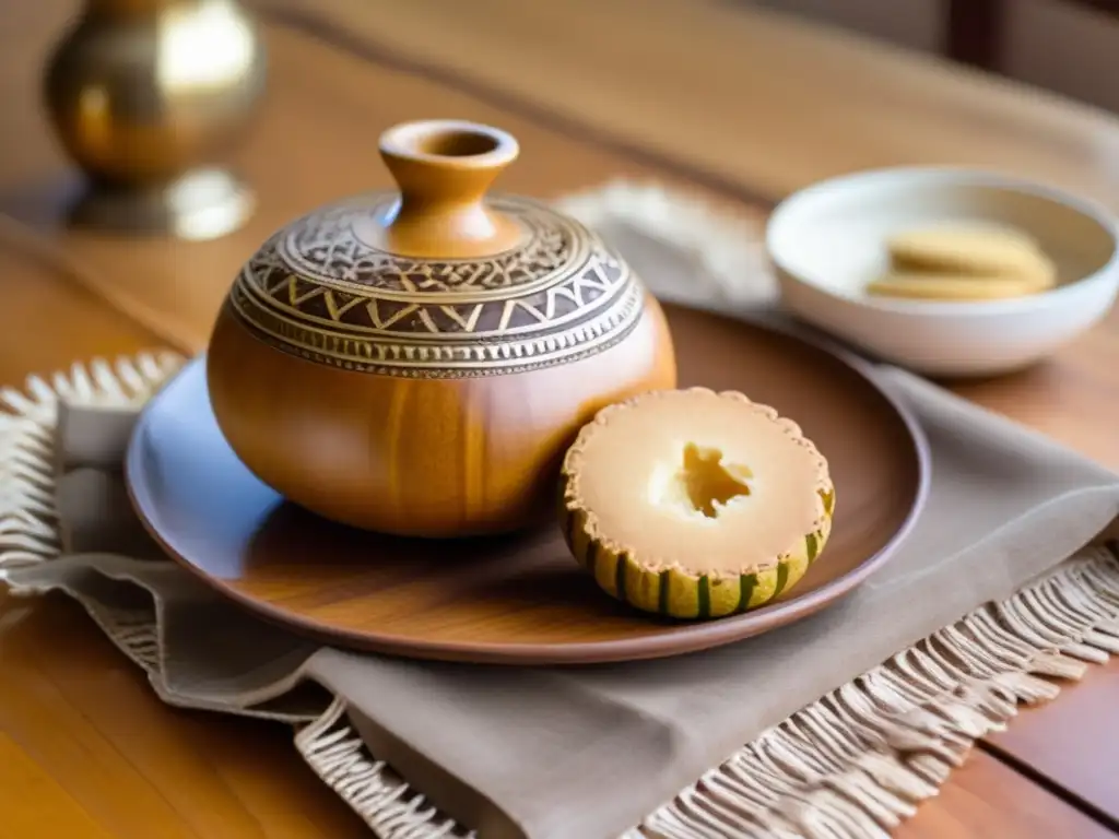 Mate tradicional en la región rioplatense: gourd, yerba mate, alfajores y cocina rústica