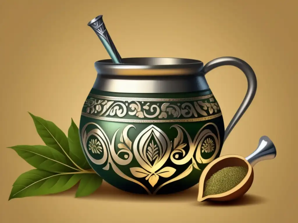 Tradicional mate de yerba mate vintage Ilustración vintage de mate tradicional con detalles artesanales y autenticidad de la yerba mate