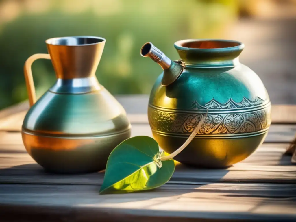 Mate tradicional en mesa de madera: Influencia del mate en salud mental