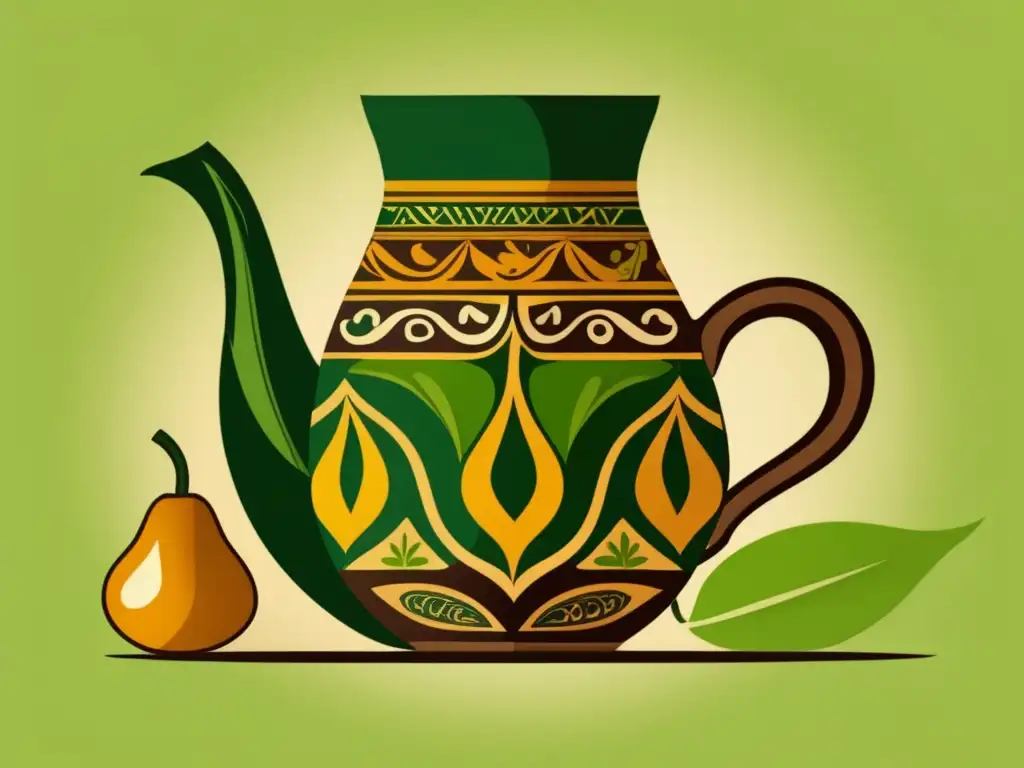 Mate tradicional versus sabores modificados en ilustración vintage de la tradición y cultura del mate