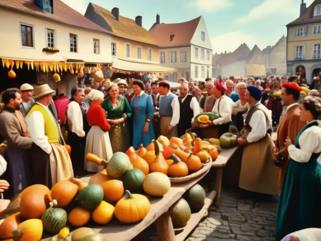 Tradición del mate en Europa: festival vibrante con gente vestida de forma tradicional y moderna, compartiendo mate en una plaza histórica