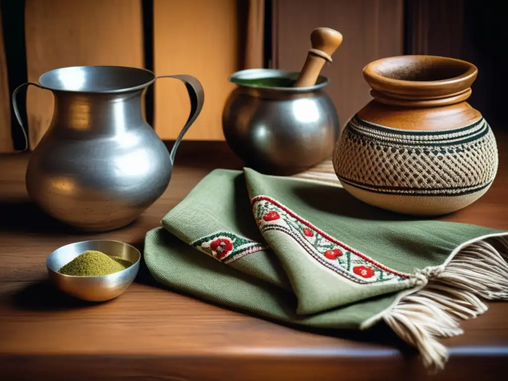 Tradición del mate en la región: Escena vintage y acogedora en el campo del Río de la Plata