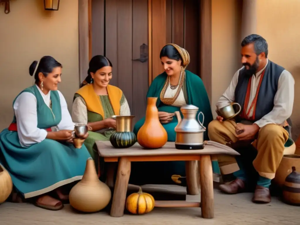 Tradición del mate en la región: Ceremonia vintage con amigos disfrutando del mate y la camaradería