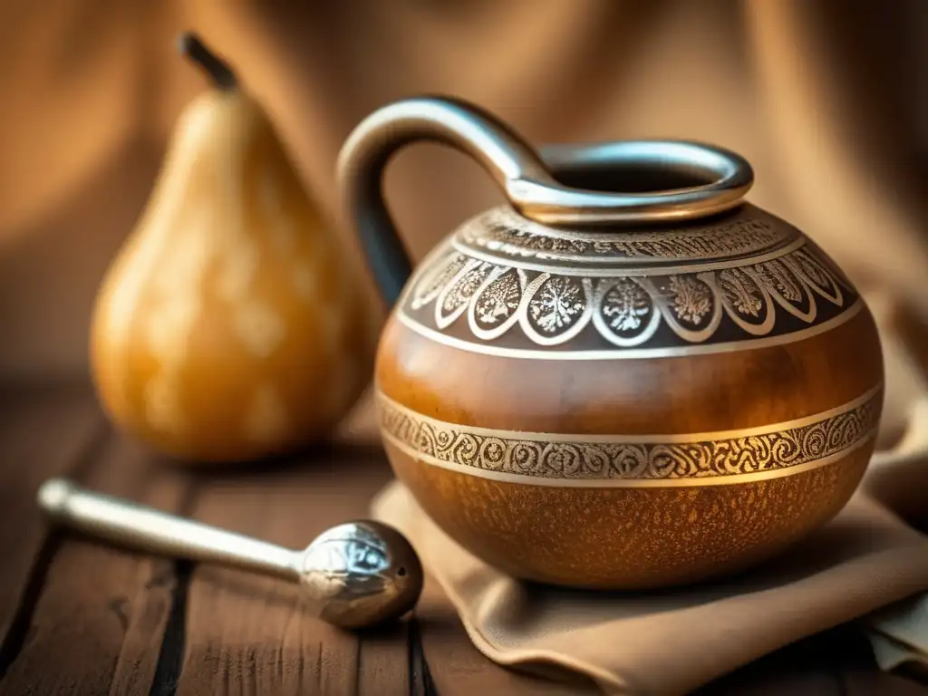 Gourd de mate vintage con bombilla de plata, historia cultural y calidad en marcas de mate