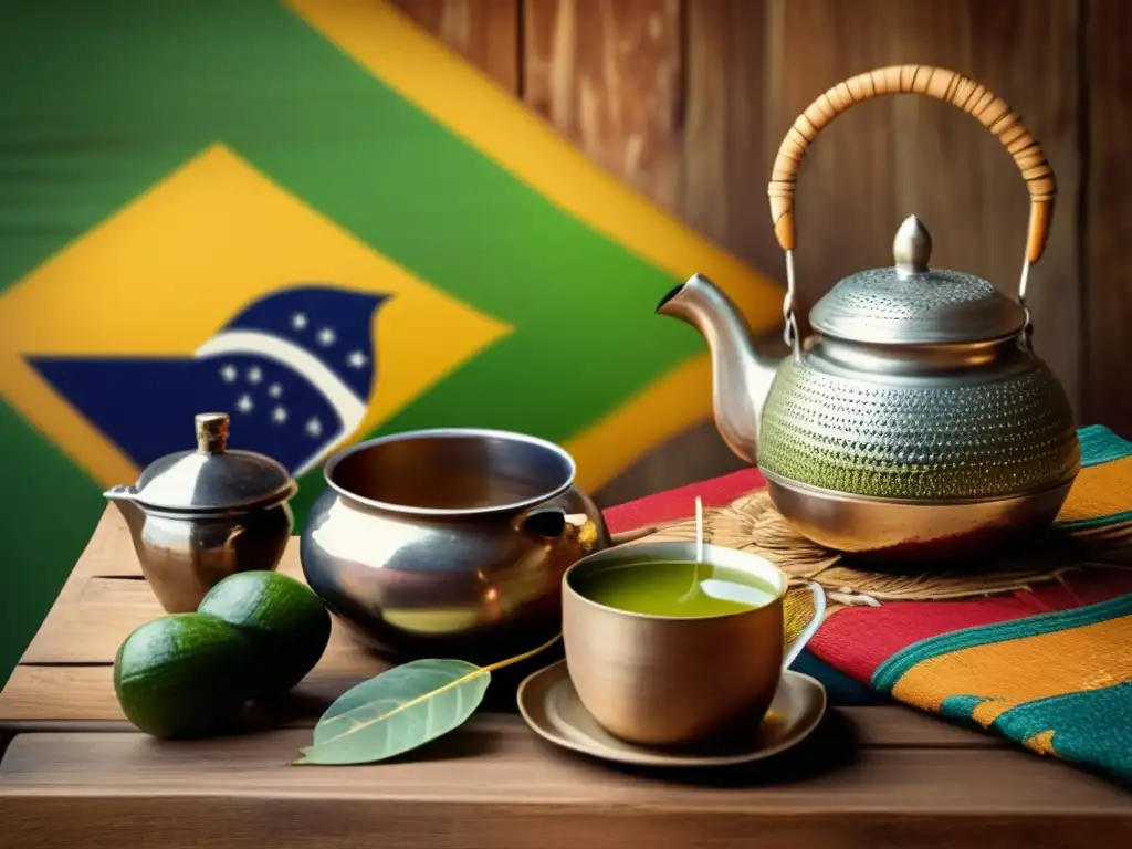 Tradición del mate en Brasil: Escena vintage con preparación tradicional de mate