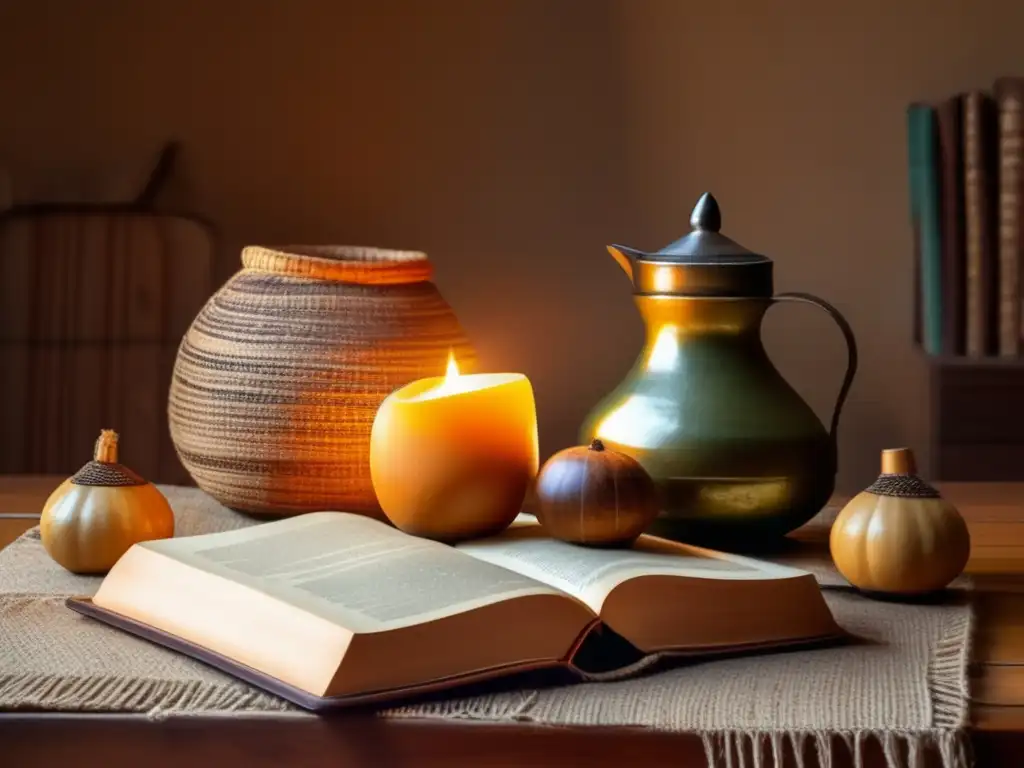 Mesa de madera con mate y libros; importancia del mate en educación