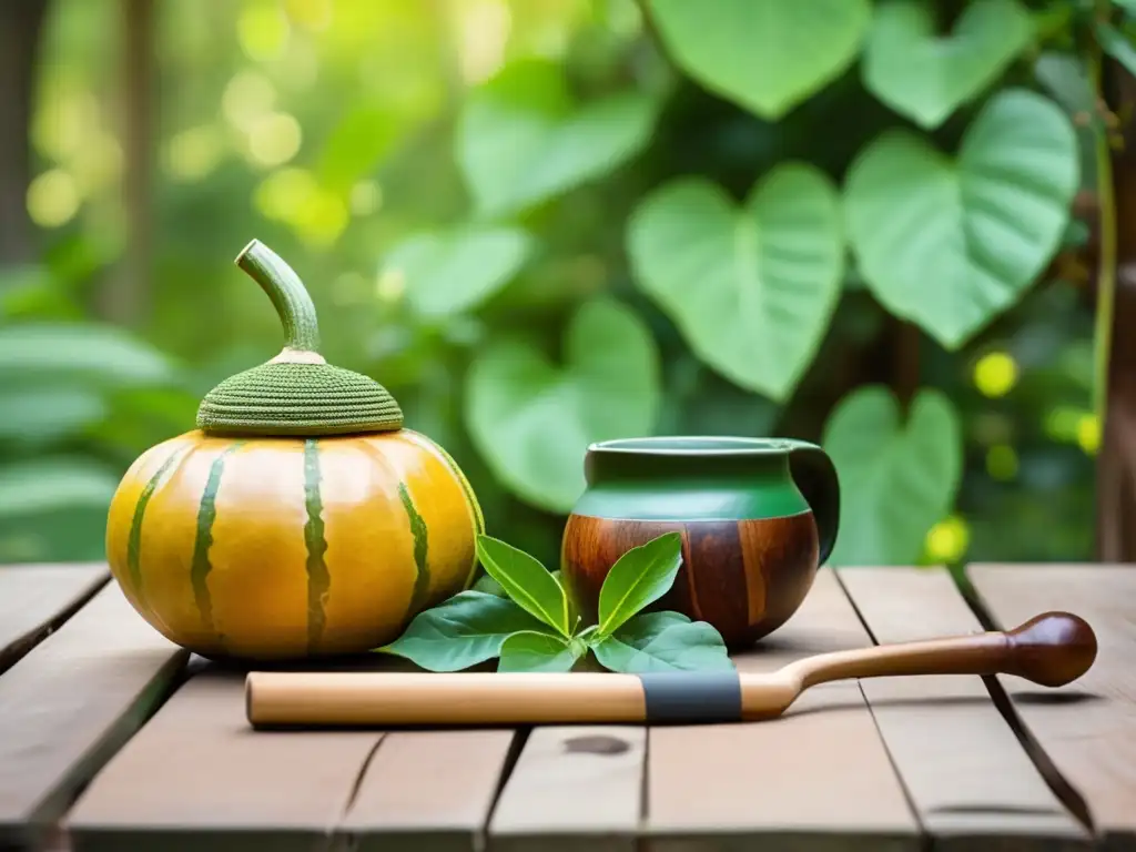 Mesa de madera rústica con mate y bombilla: Influencia de la yerba mate en el peso