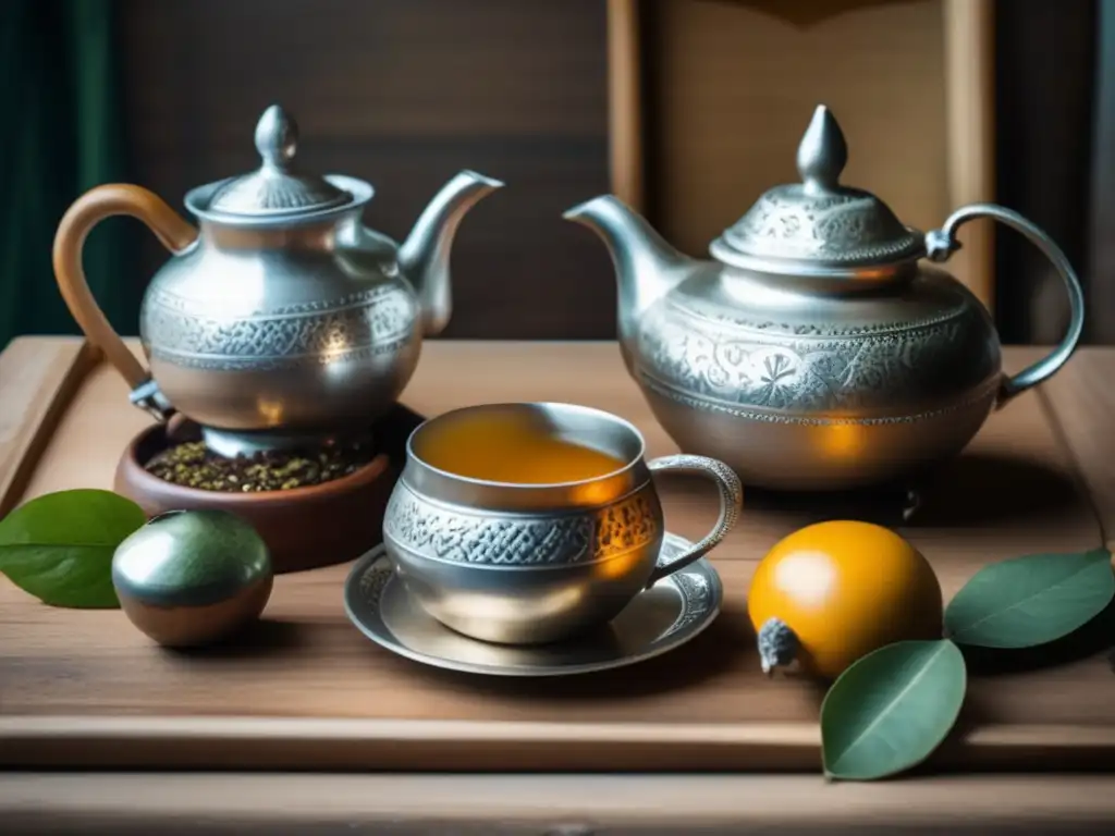 Mesa de mate con mixología moderna: gourd, bombilla, teapot y cócteles infusionados