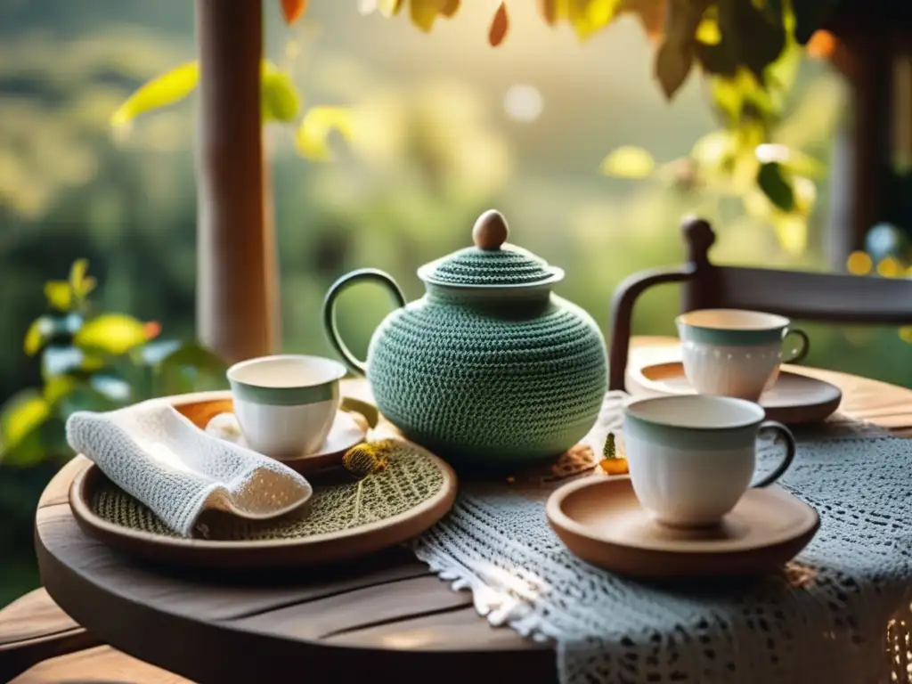 Mesa de mate tradicional rodeada de naturaleza y arquitectura colonial, evocando la tradición y el encanto rioplatense