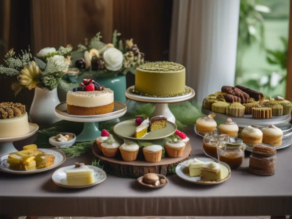 Mesa de postres con yerba mate tradicionales y ambiente vintage