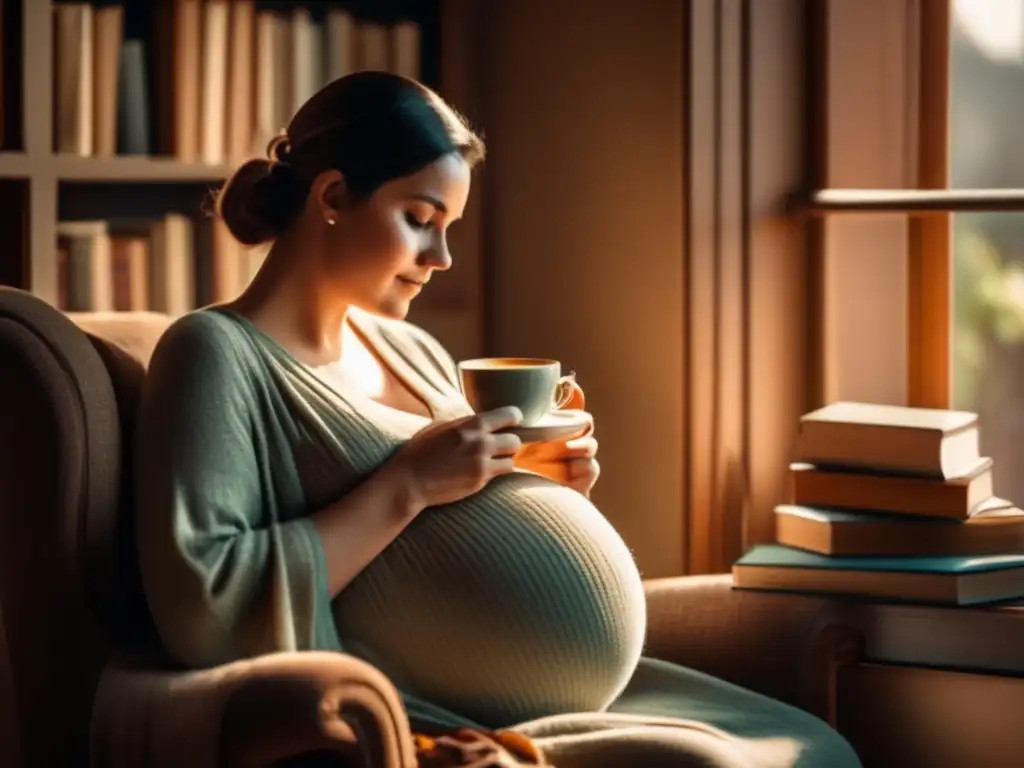 Mujer embarazada disfrutando del mate: Efectos del mate durante el embarazo