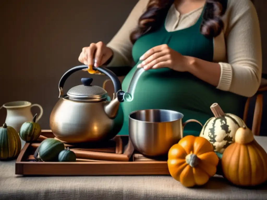 Mujer embarazada disfrutando de un mate seguro