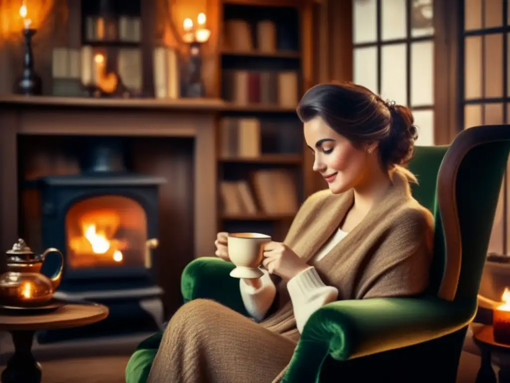 Mujer disfrutando de mate en ambiente vintage, previene osteoporosis