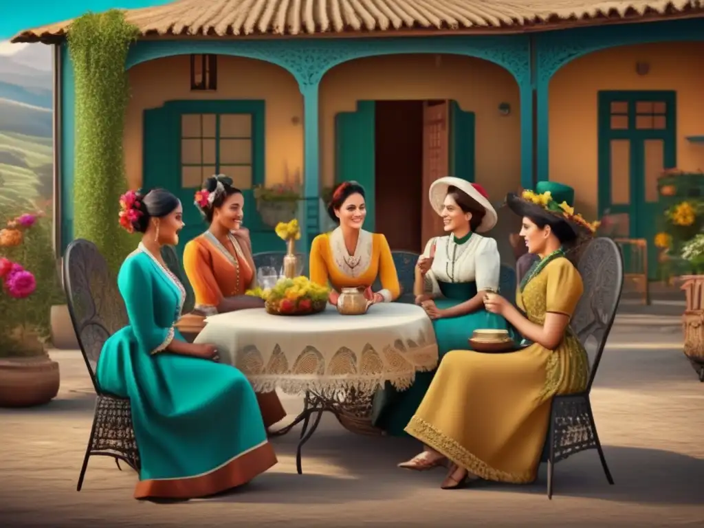 Mujeres mateando en la cultura rioplatense, escena vintage de camaradería y tradición