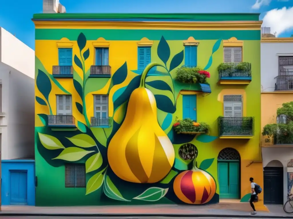 Mural vibrante y detallado de arte urbano reflejando tradición del mate en Buenos Aires, Argentina