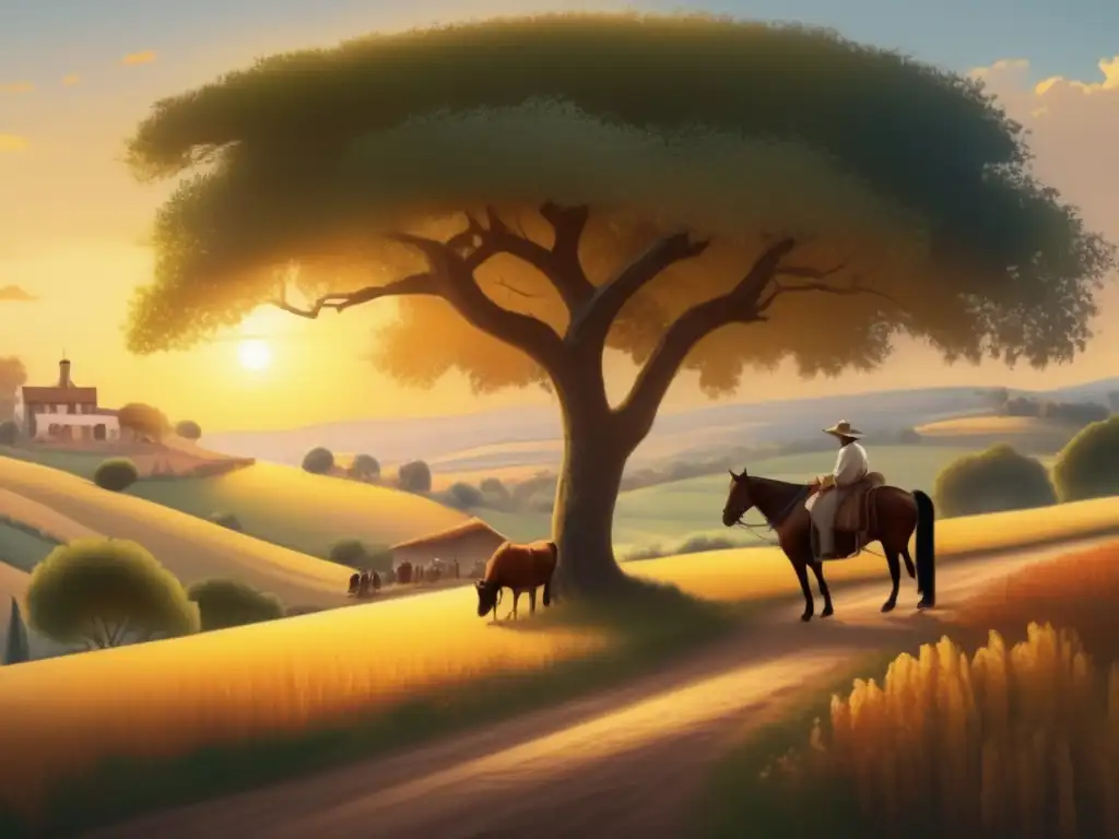 Paisaje rural rioplatense con gaucho, mate y tradiciones - Turismo rural mate tradición rioplatense