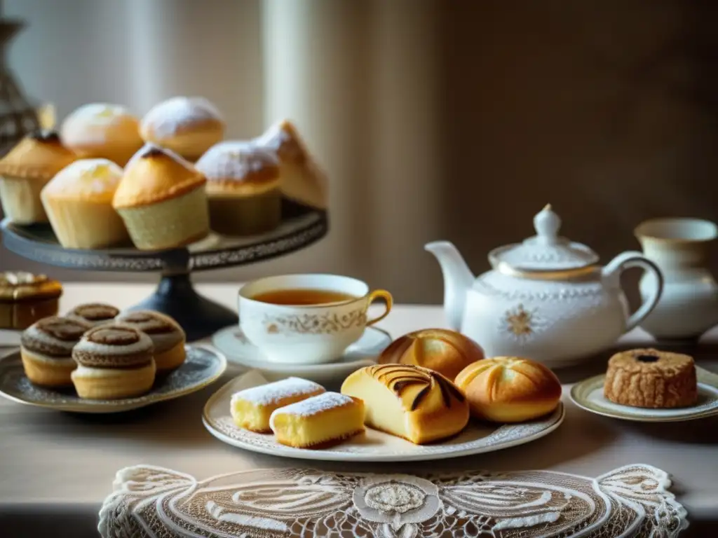 Pasteles artesanales para acompañar el mate en una mesa vintage