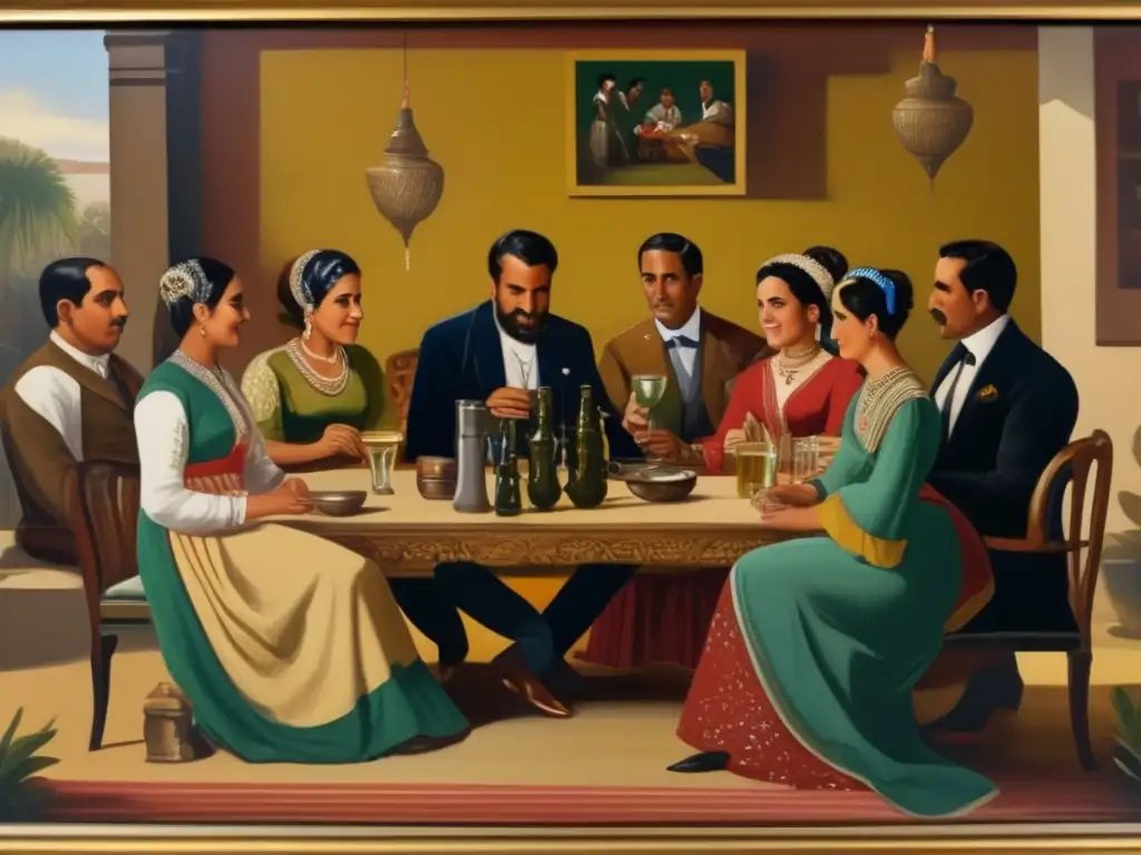 Pintura detallada de una escena tradicional de mate en la región Rioplatense