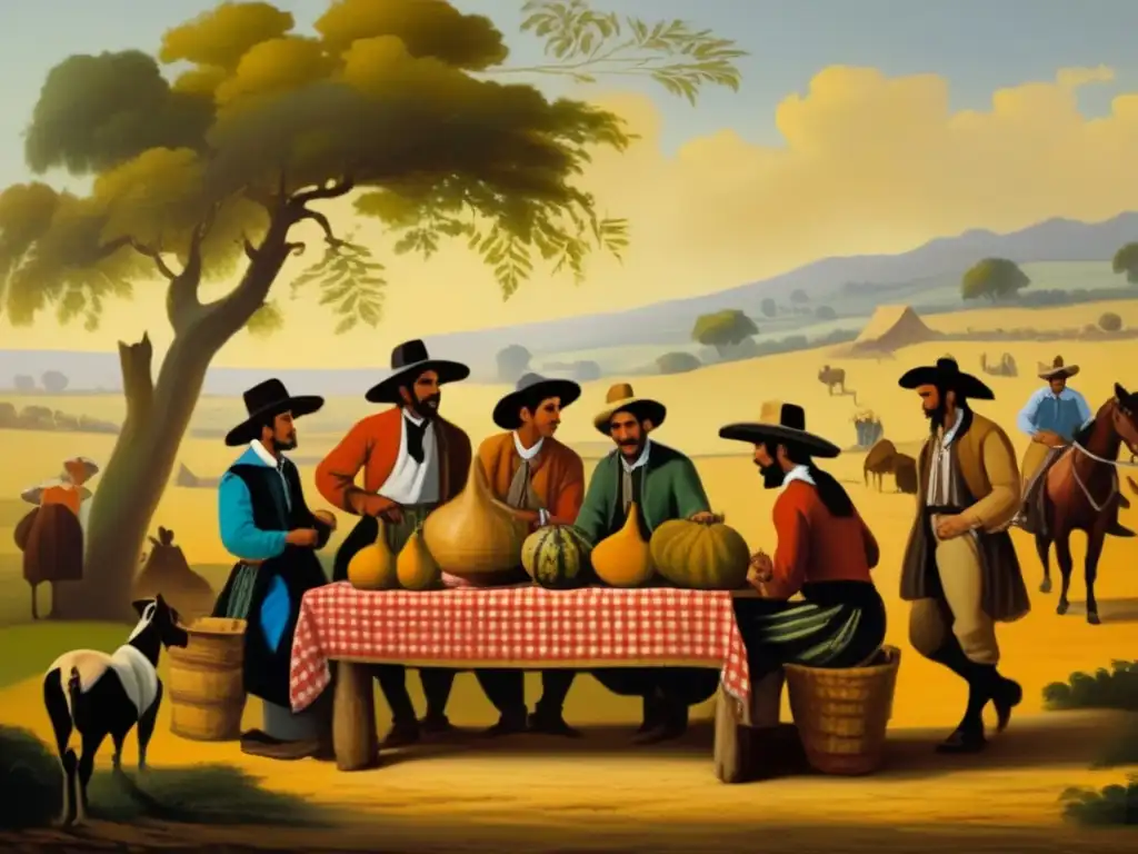 Pintura vintage: gauchos con mate en el campo - Criterios de juzgamiento en competencias de cebado