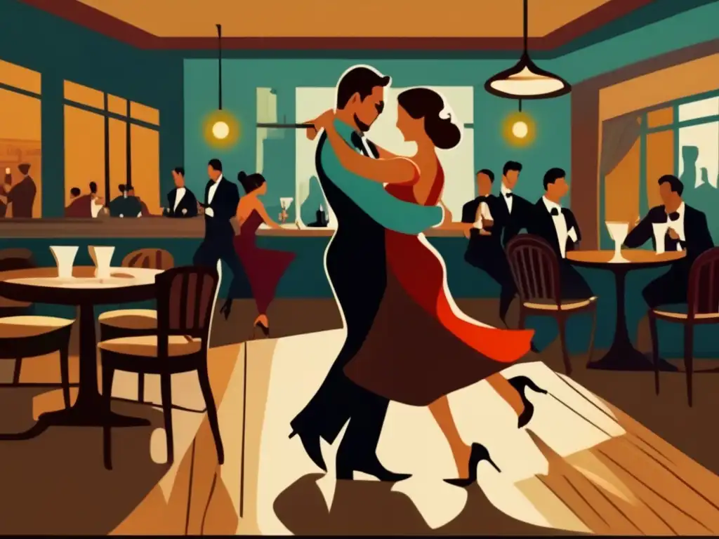 Pintura vintage: Tradición del mate en el tango