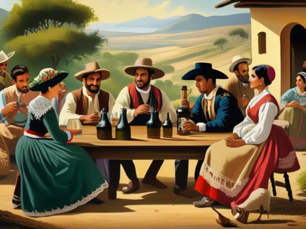 Pintura tradicional de la tradición del mate en la región rioplatense