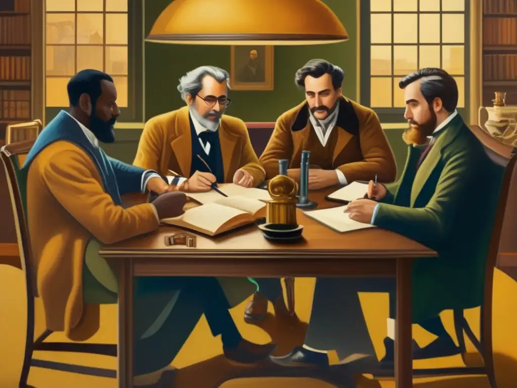 Pintura vintage de escritores y poetas con mate: Técnicas tradicionales cebado mate rioplatense