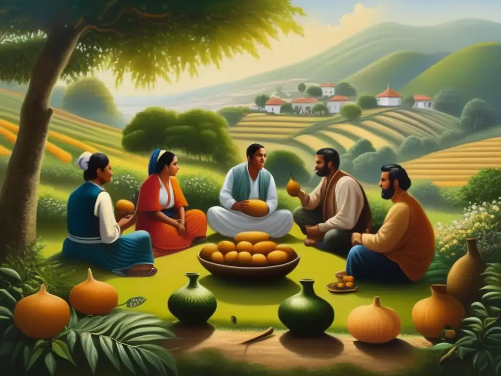 Pintura vintage de mate rioplatense: tradición, naturaleza y cultura