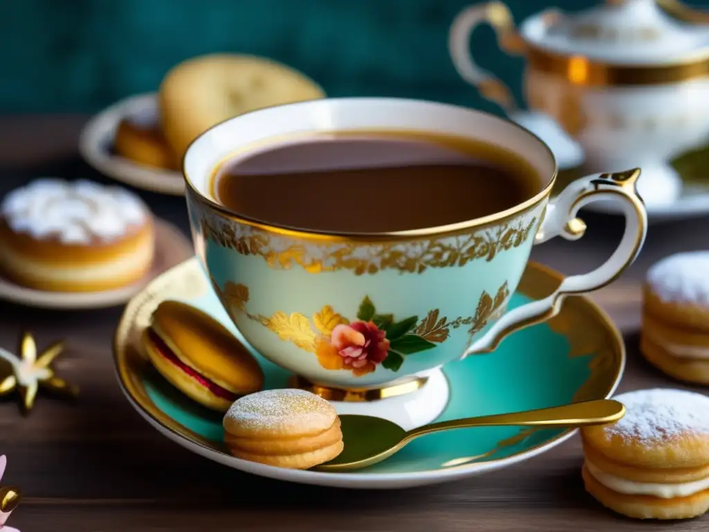 Postres para acompañar mate tradicional con teacup y pastries