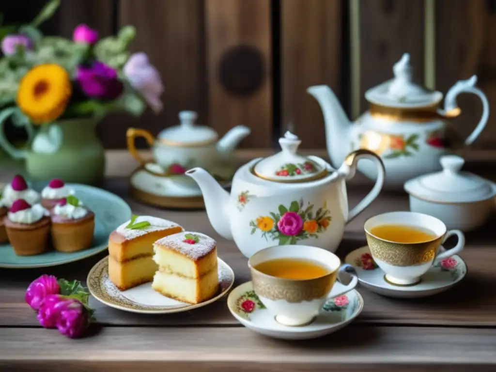 Postres con yerba mate tradicionales en mesa rústica