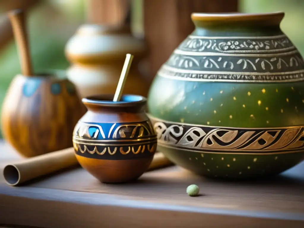 Fomentando la práctica del mate: mate gourd, bombilla, yerba mate en tonos sepia, vintage y elegancia