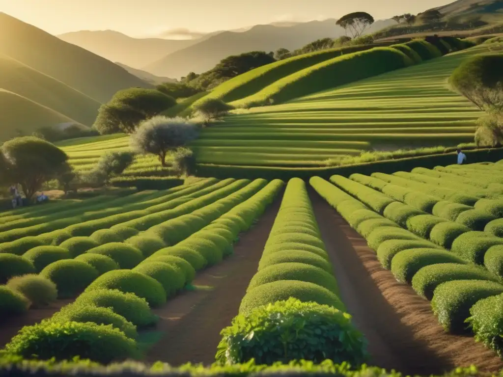 Proceso de cultivo de yerba mate en una plantación tradicional en Argentina