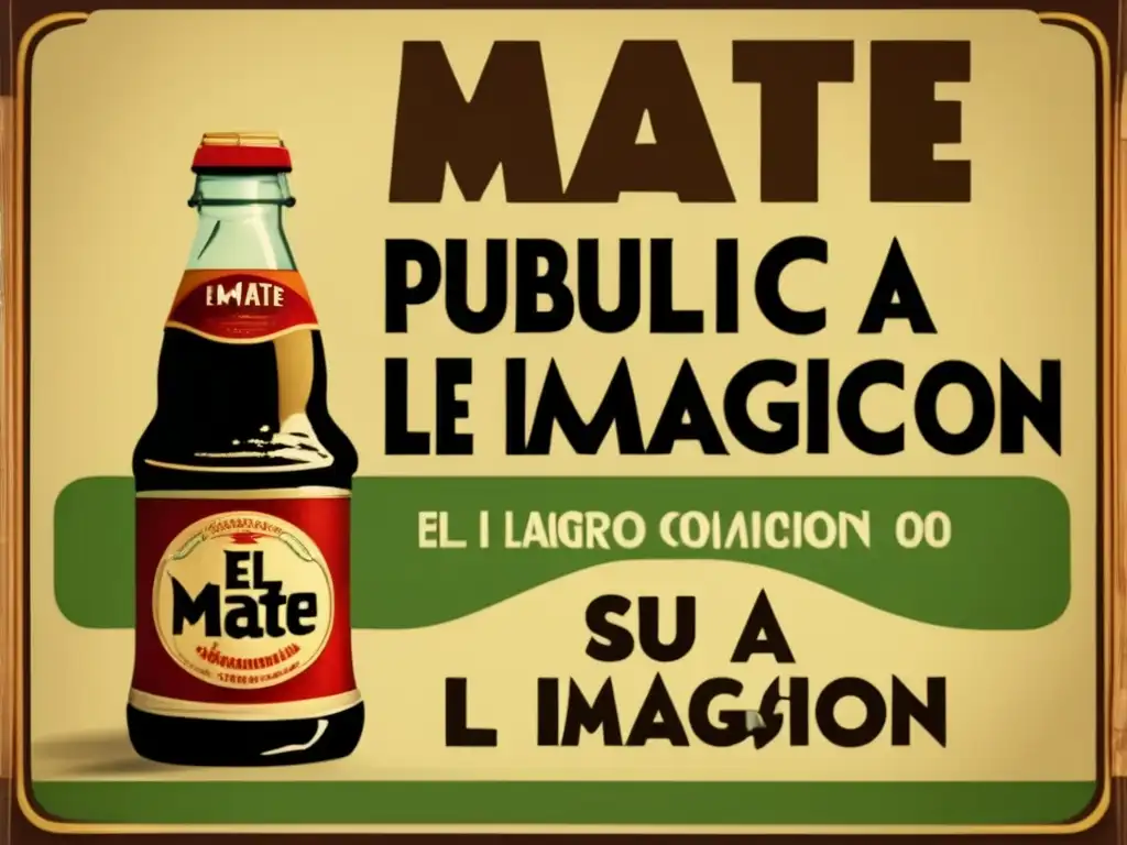 Evolución imagen mate publicidad vintage: Mate, gourds, hojas y bombilla destacan en un cartel retro