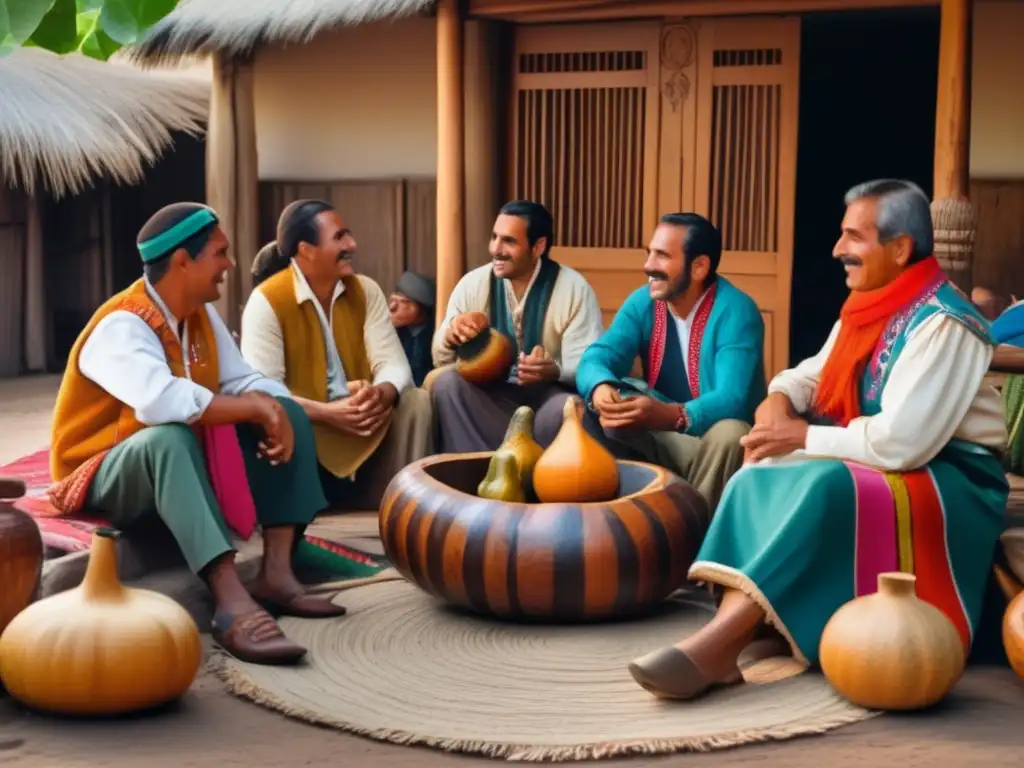 Reunión tradicional de mate en el patio, reflejando la herencia cultural rioplatense y resistiendo la globalización