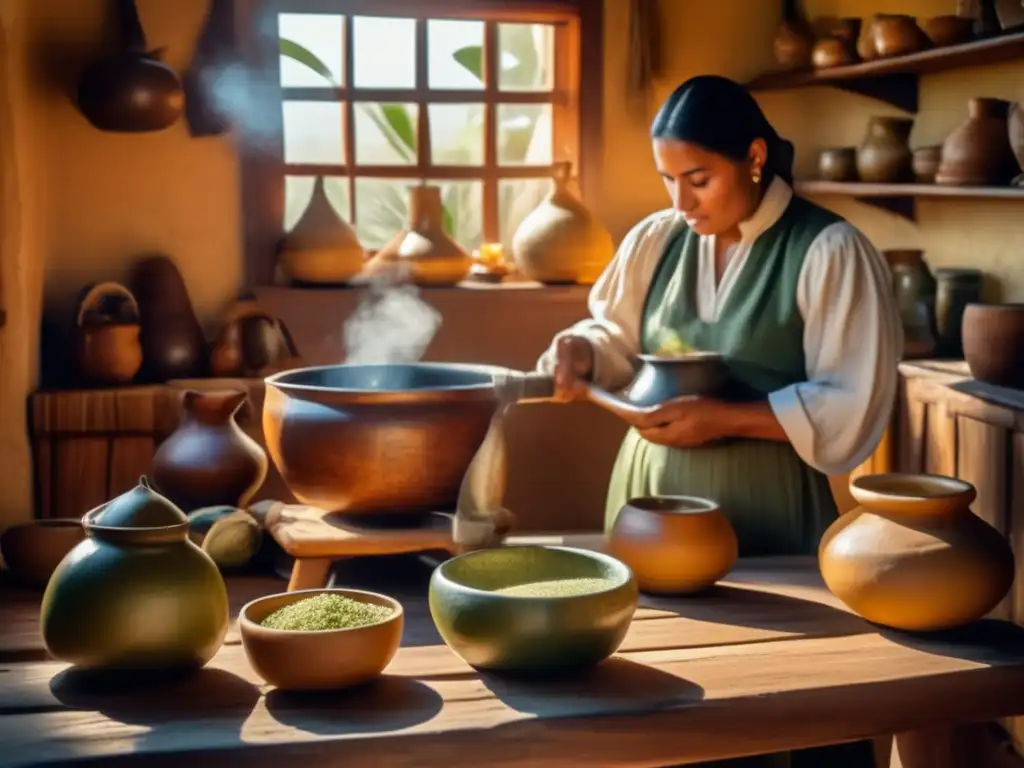 Tradición de yerba mate rioplatense con gauchos disfrutando la ceremonia en una acogedora cocina rústica