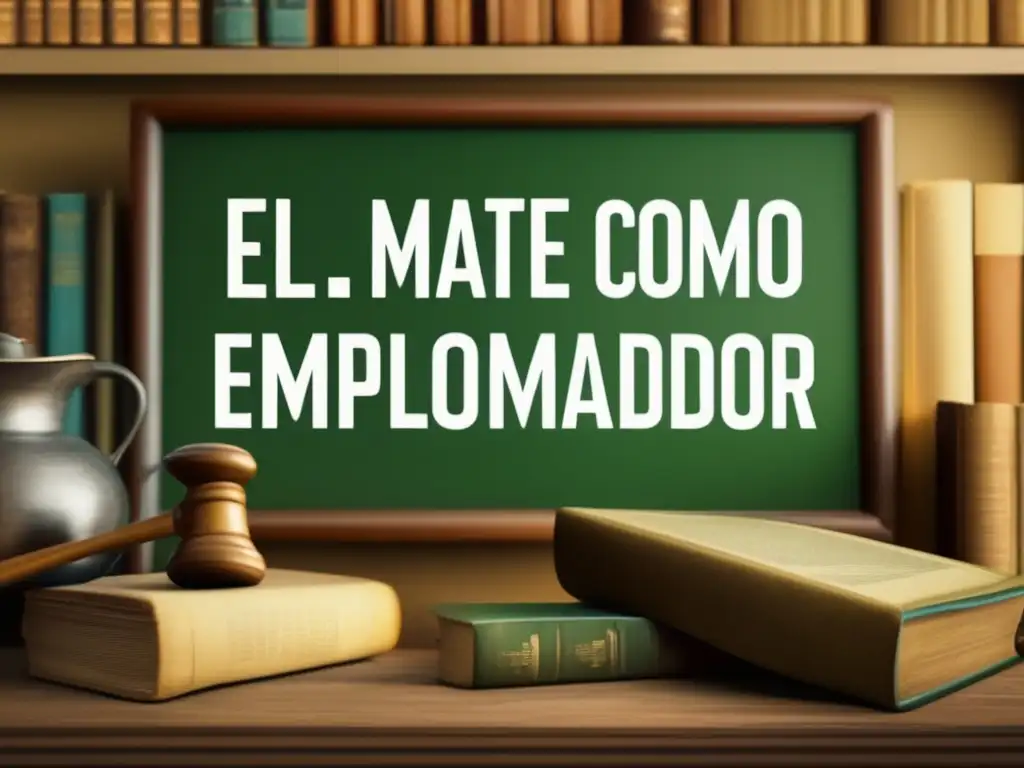 Tradición del mate rioplatense literatura: Imagen vintage evoca historia y literatura rioplatense con mate, libros y estudio acogedor