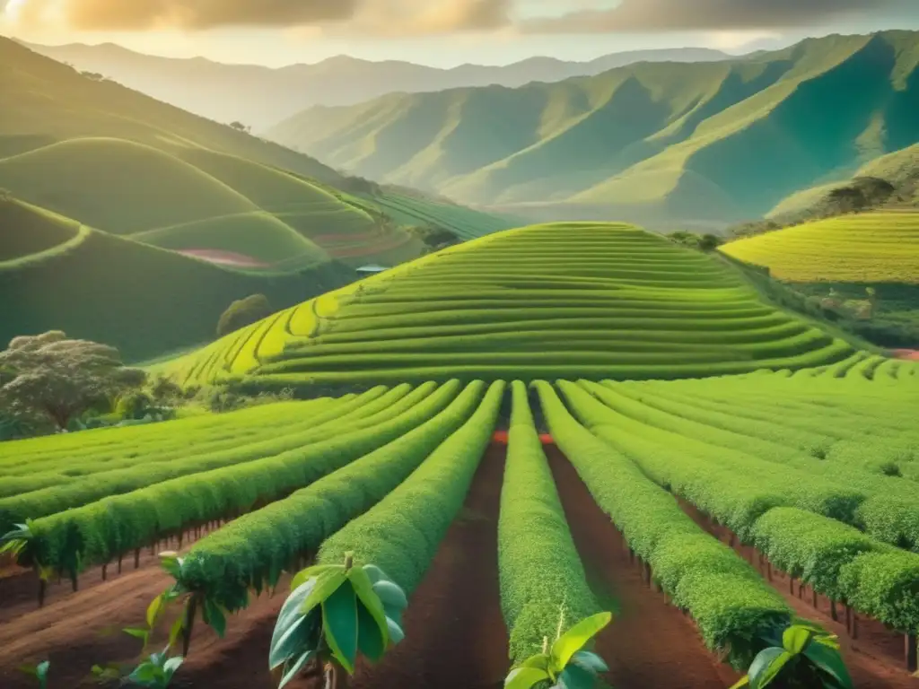 Rutas turísticas de la yerba mate en plantación verde y serena