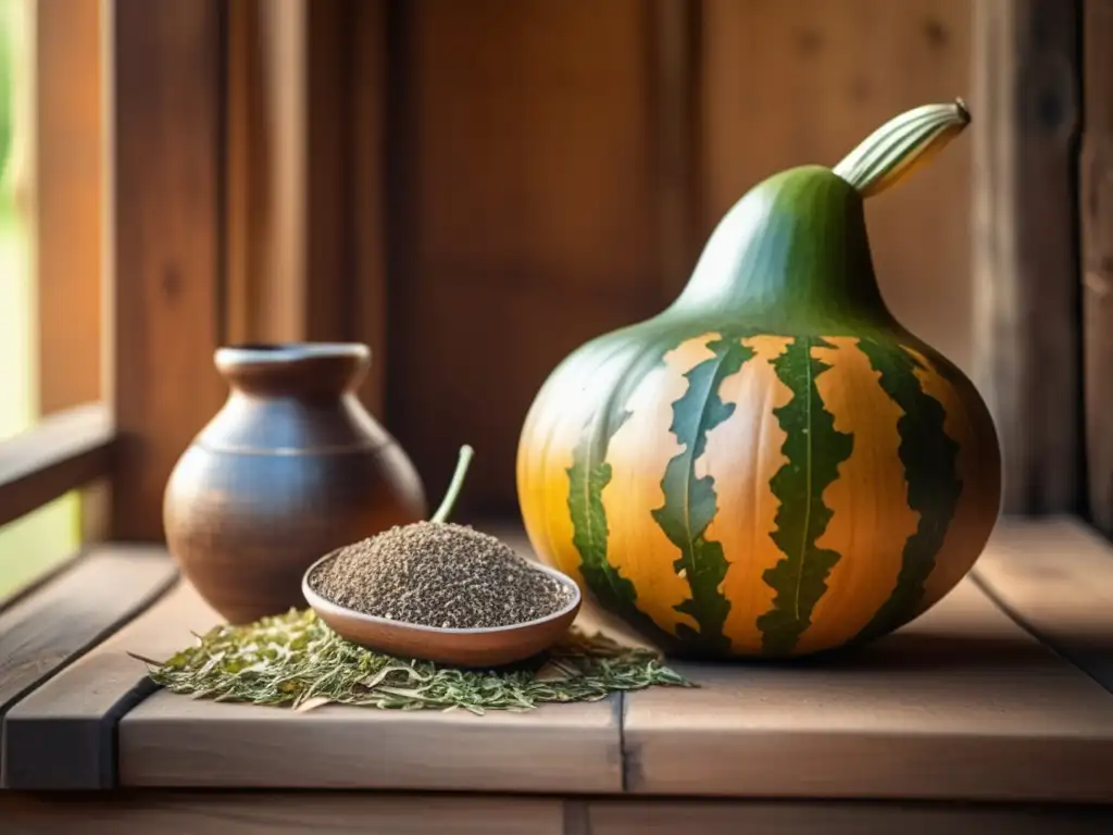 Gourd mate vintage, carvings, dried leaves, sustainable plantation