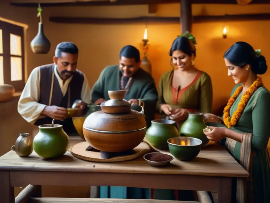 Técnicas ancestrales cebado mate tradición en una ceremonia vintage