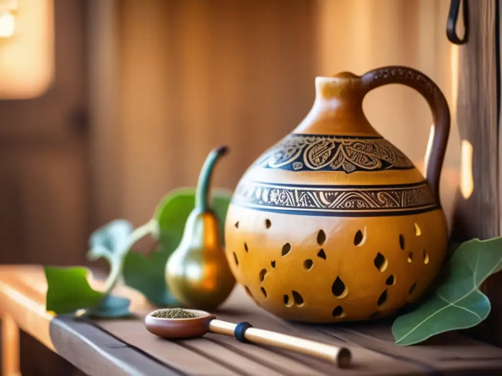 Técnicas de cebado de mate tradicional: gourd, yerba mate, bombilla y ambiente nostálgico